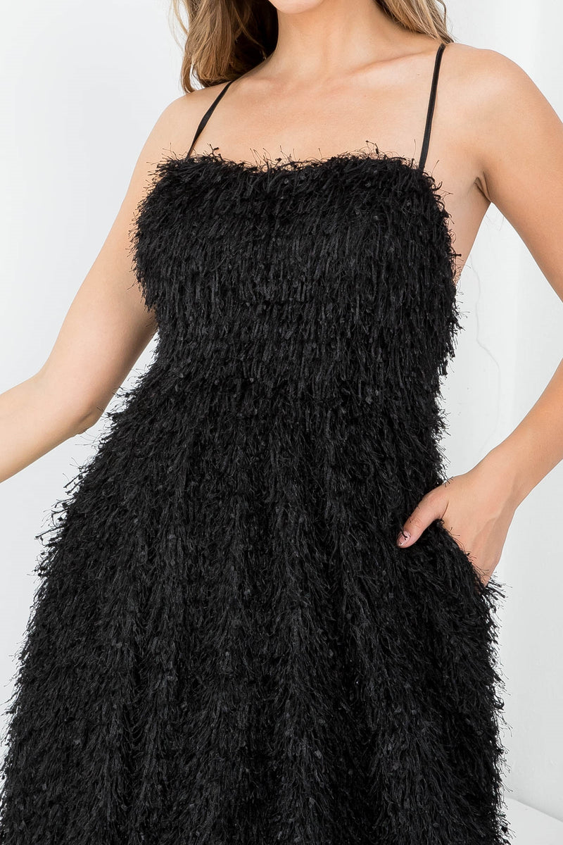 Black furry Holiday dress