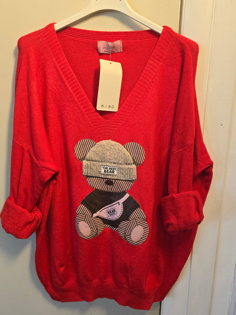 Red bear sweater